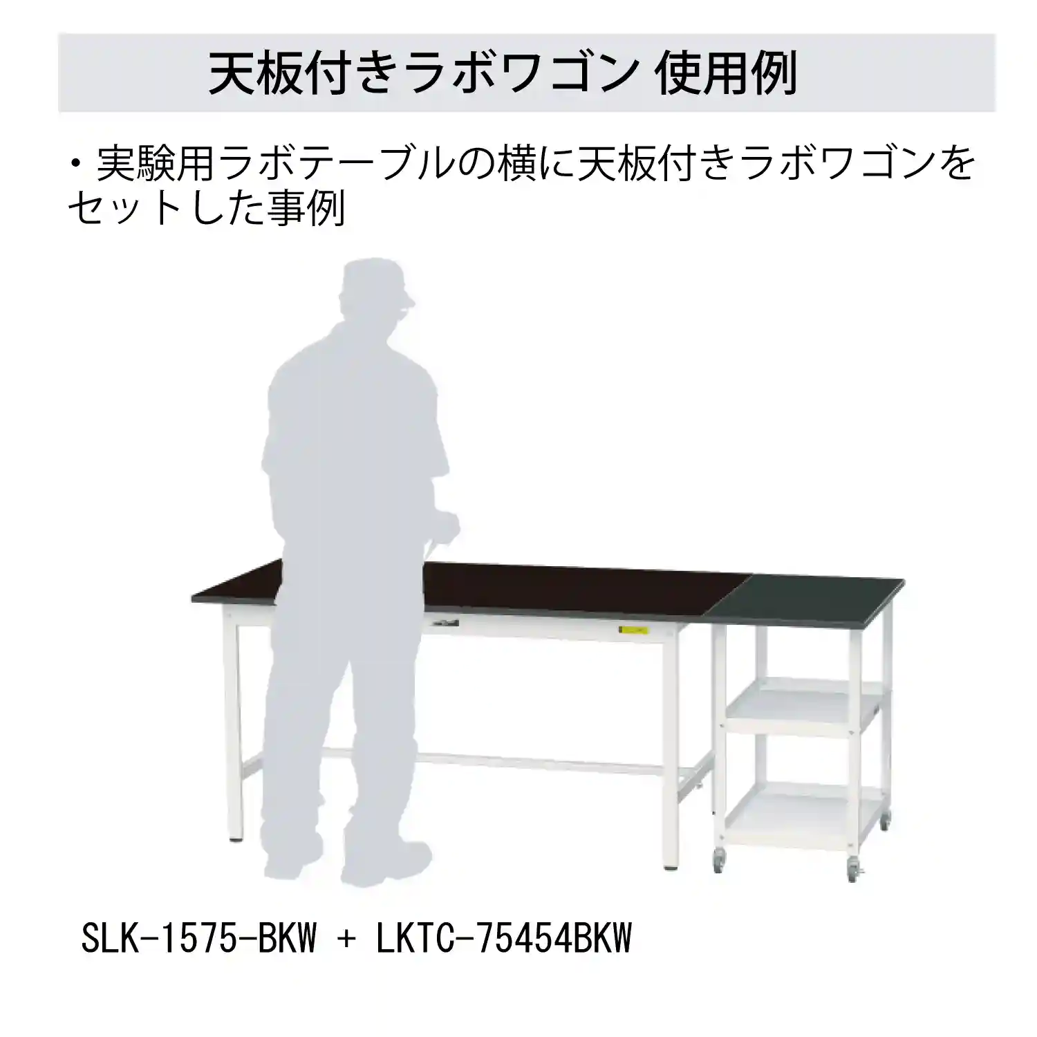天板付きラボワゴン移動式 H738㎜